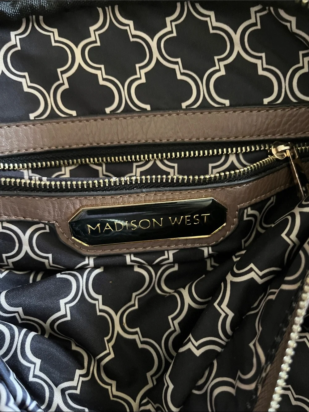 Woven Leather Satchel in Taupe